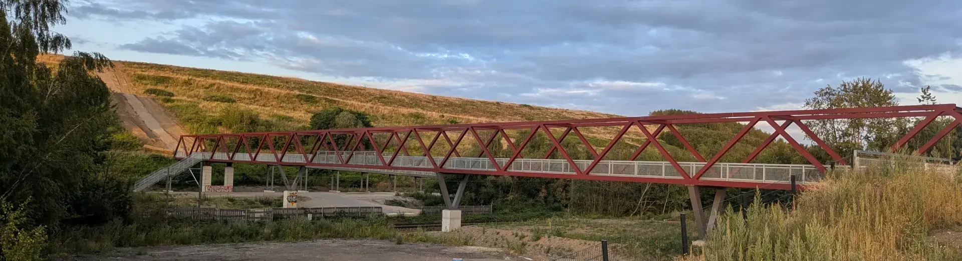 Blick auf den Haldensprung Die Stahlfachwerkkonstruktion der Bücke haldensprung